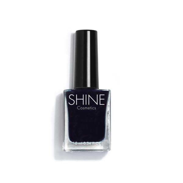 Esmalte de uñas profesional Dark Blue Azul Oscuro de Shine Cosmetics efecto gel vegano 14 free de 10 ml, secado rápido
