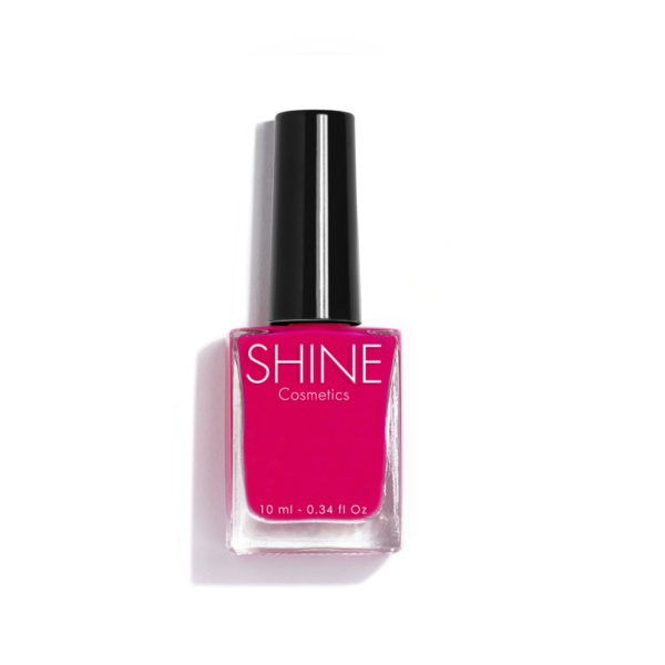 Esmalte de uñas profesional Fucsia de Shine Cosmetics efecto gel vegano 14 free de 10 ml, secado rápido