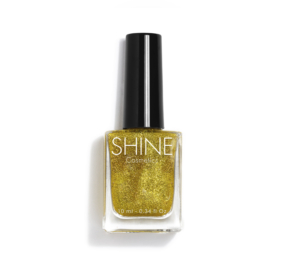 Esmalte de uñas profesional Glitter Gols Escarchado de Shine Cosmetics efecto gel vegano 14 free de 10 ml, secado rápido