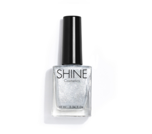 Esmalte de uñas profesional Glitter Silver Escarchado de Shine Cosmetics efecto gel vegano 14 free de 10 ml, secado rápido