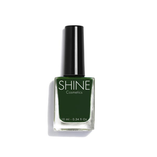 Esmalte de uñas profesional Green Army verde Militar de Shine Cosmetics efecto gel vegano 14 free de 10 ml, secado rápido
