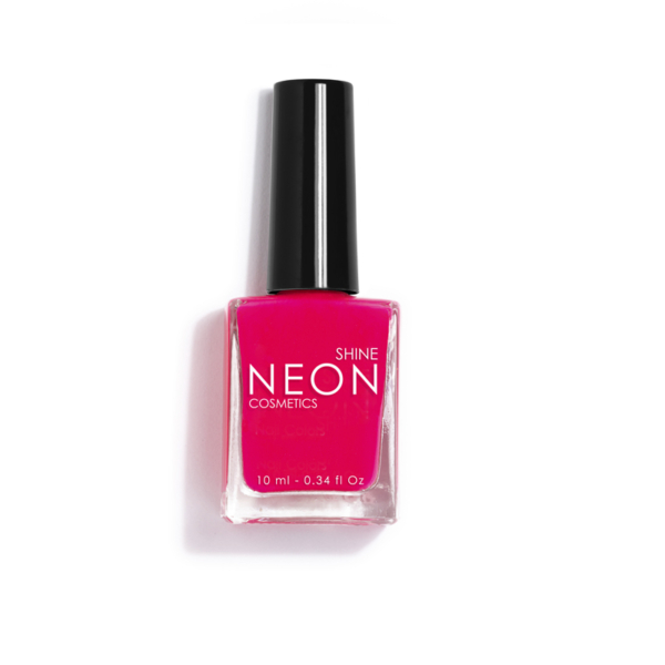 Esmalte de uñas profesional Neon Fucsia de Shine Cosmetics efecto gel vegano 14 free de 10 ml, secado rápido