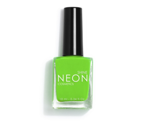 Esmalte de uñas profesional Neon Green Verde de Shine Cosmetics efecto gel vegano 14 free de 10 ml, secado rápido