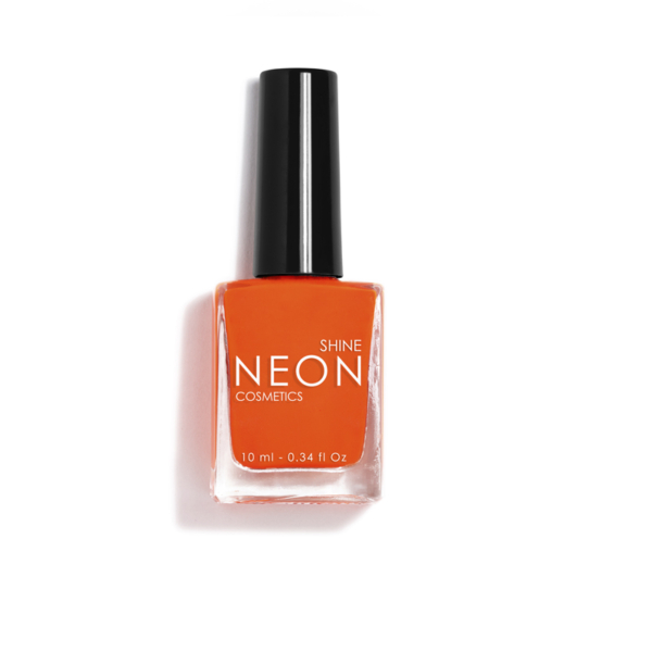 Esmalte de uñas profesional Neon Orange Naranja de Shine Cosmetics efecto gel vegano 14 free de 10 ml, secado rápido