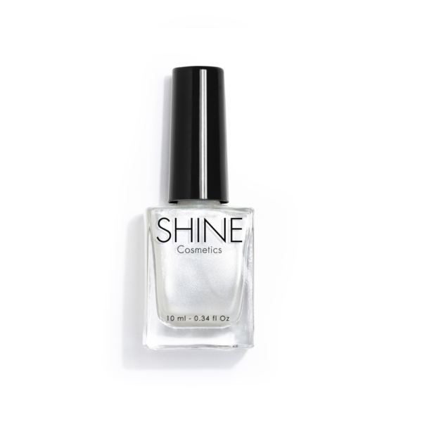 Esmalte de uñas profesional Pearly White Perlado de Shine Cosmetics efecto gel vegano 14 free de 10 ml, secado rápido
