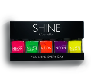 Kit de esmaltes tonos neón efecto gel Shine Cosmetics - 6 colores vibrantes por solo $28,000